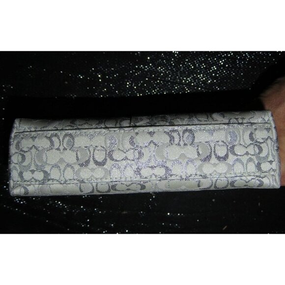 COACH Silver & Grey Signature Collection Canvas & Leather Mini Handbag New with - Picture 6 of 10